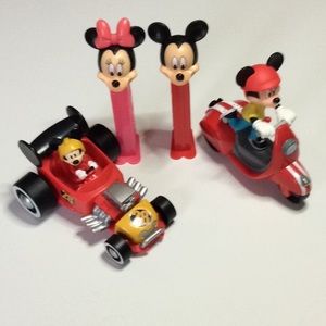 Disney Mickey Minnie Mouse lot pez scooter hot rod lot